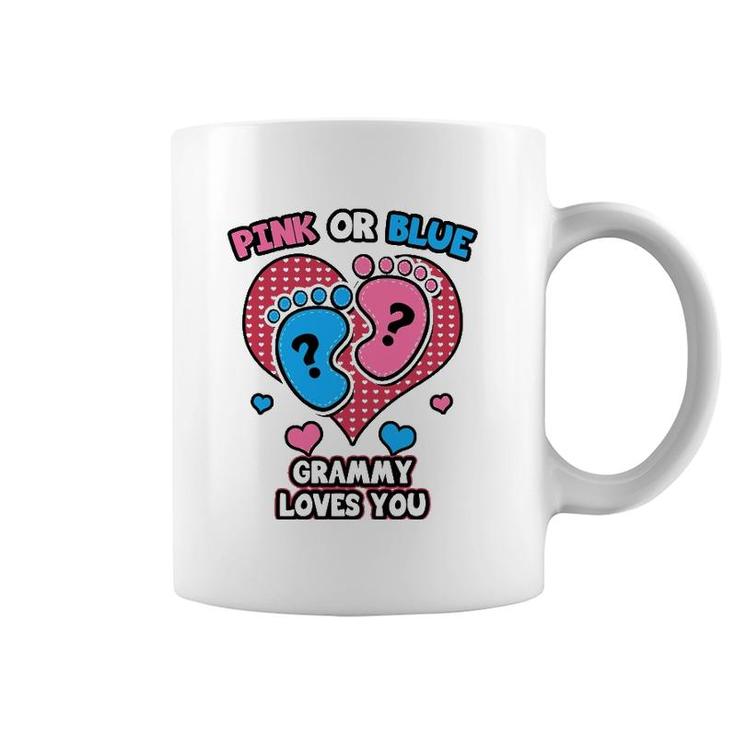 Pink Or Blue Grammy Loves You Gender Reveal Announcement Coffee Mug