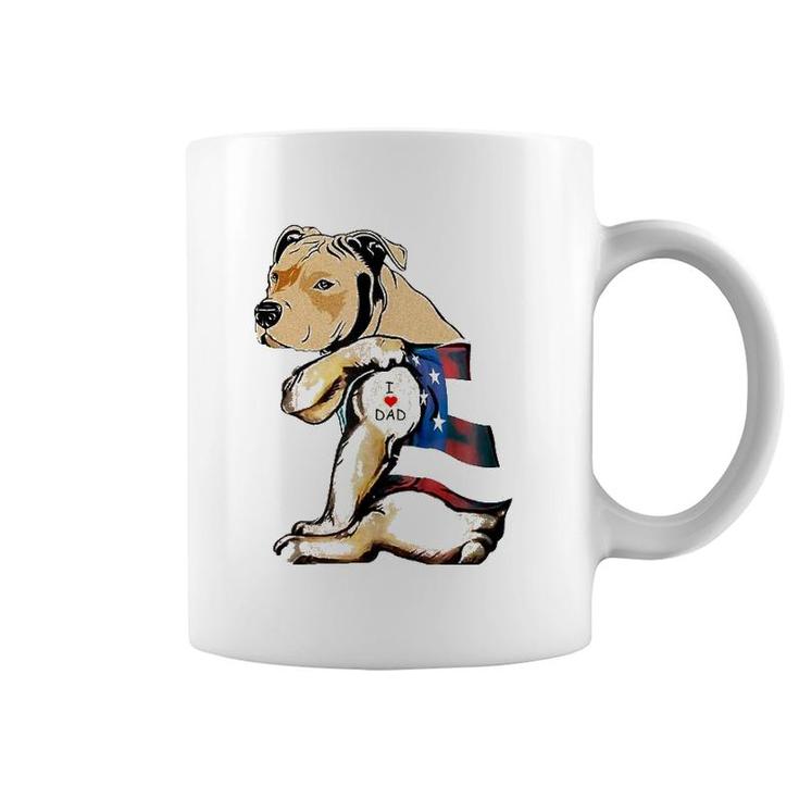 Pitbull Dog Tattoo I Love Dad Coffee Mug
