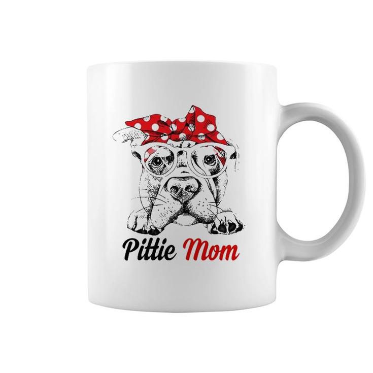 Pittie Mom With Red Bandana Headband Dog Mom Mother's Day Coffee Mug