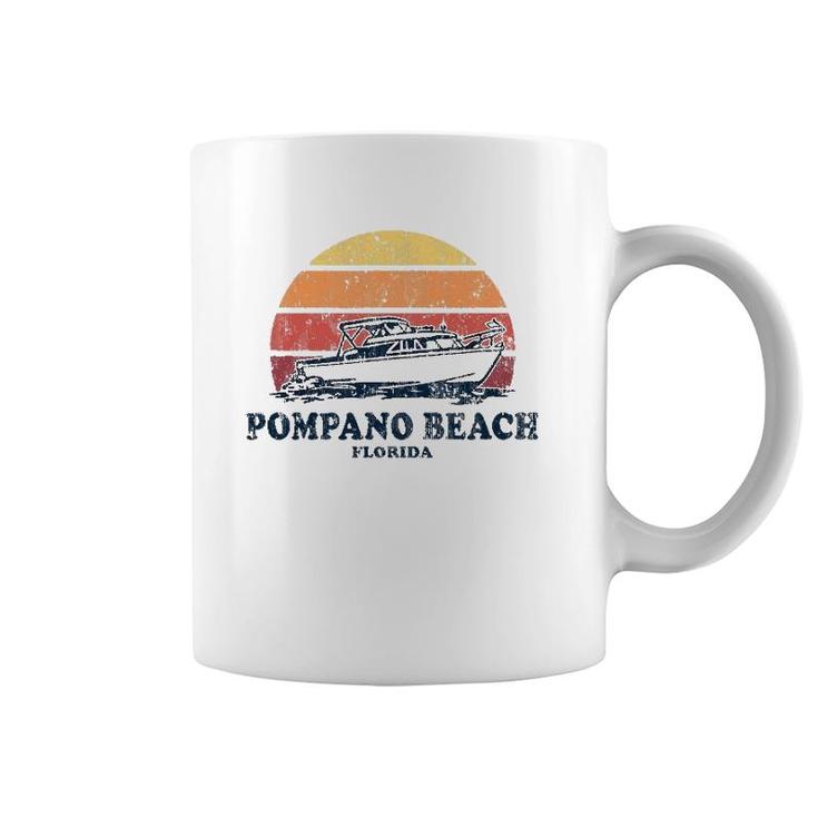 Pompano Beach Fl Vintage Boating 70S Retro Boat Design Coffee Mug