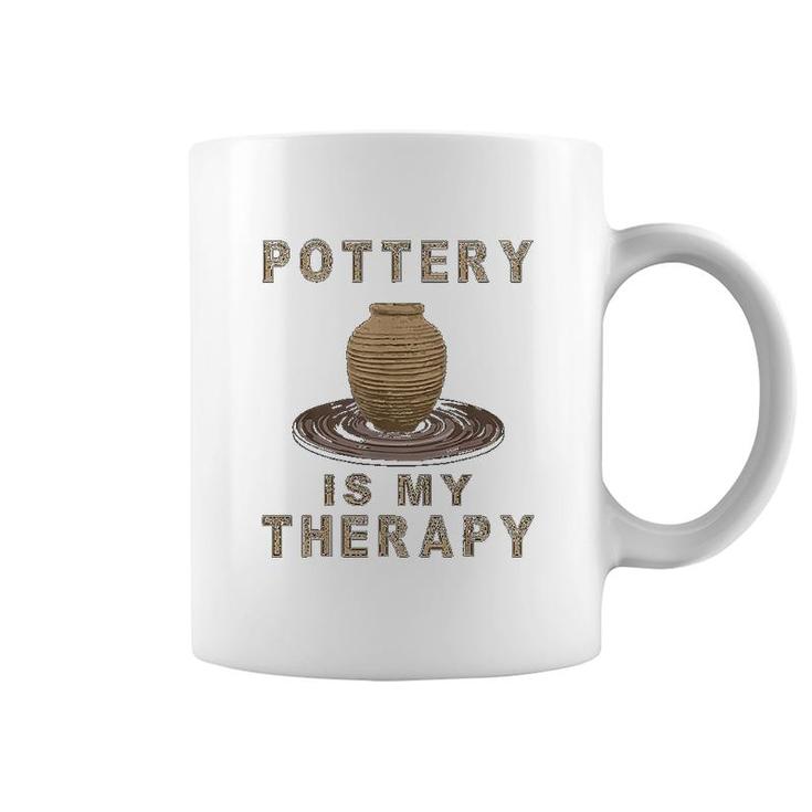 Pottery Is My Therapy Funny Art Lover Coffee Mug