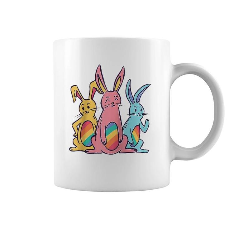 Pride Easter Bunny Rainbow Colors Lgbt Heart Bunnies Easter  Coffee Mug