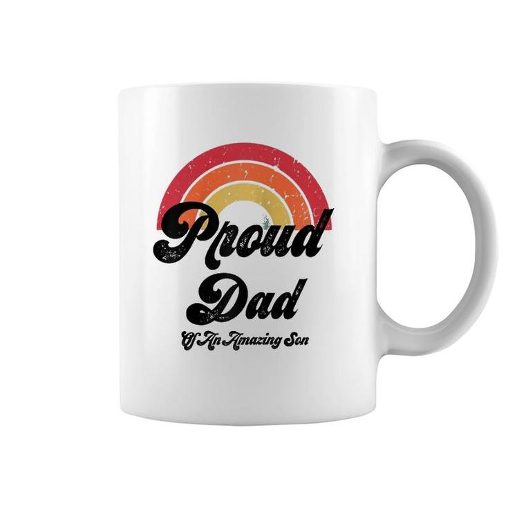 Proud Dad Of A Gay Son Lgbtq Ally Gifts Free Dad Hugs Bi  Coffee Mug