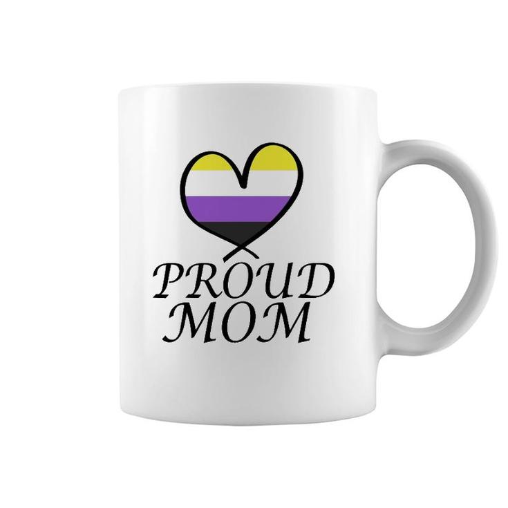 Proud Mom Heart Flag Lgbt Gay Pride Support Nonbinary Lgbtq  Coffee Mug