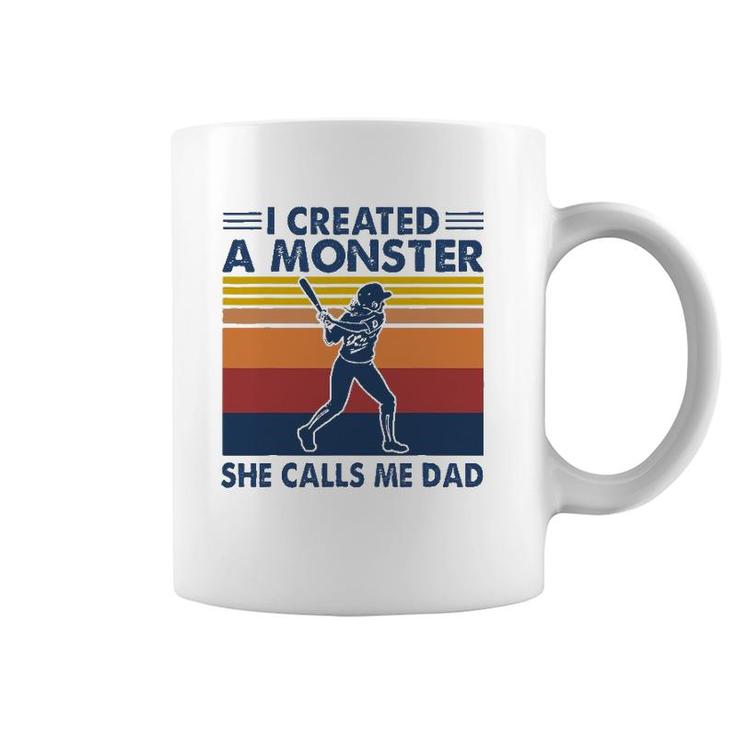 Proud Softball Dad I Created A Monster She Calls Me Dad Coffee Mug