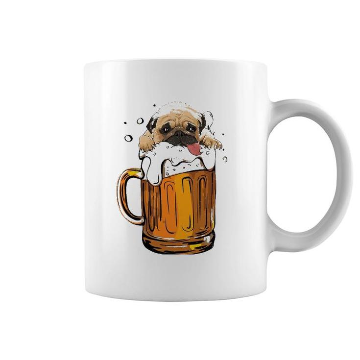 Pug Dog Beer Drinking  Funny Cute Dog Lovers Gifts Coffee Mug