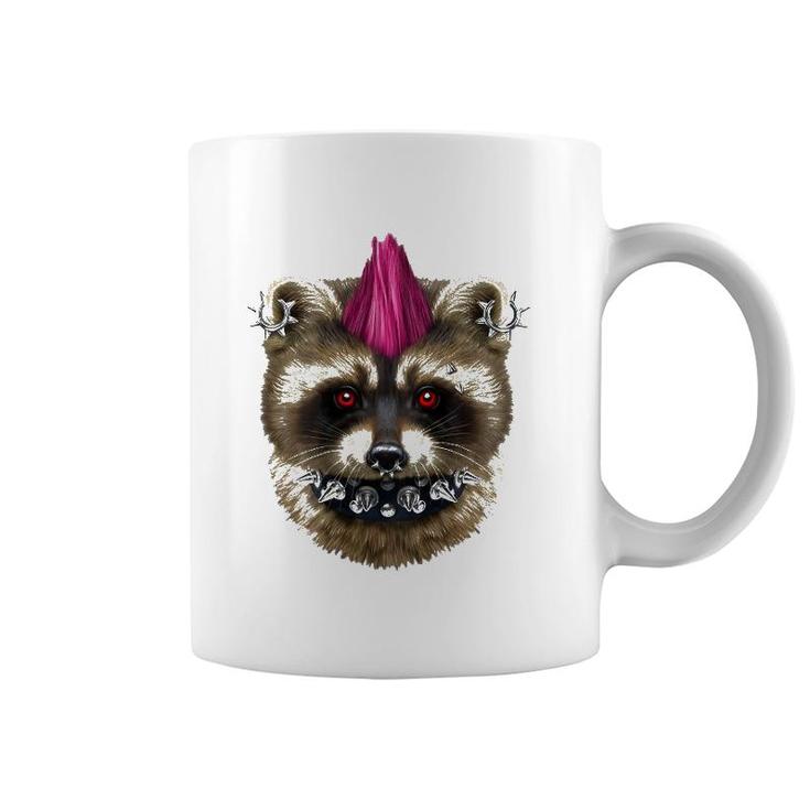 Punk Rock Raccoon With Mohawk And Heavy Metal Makeup Coffee Mug