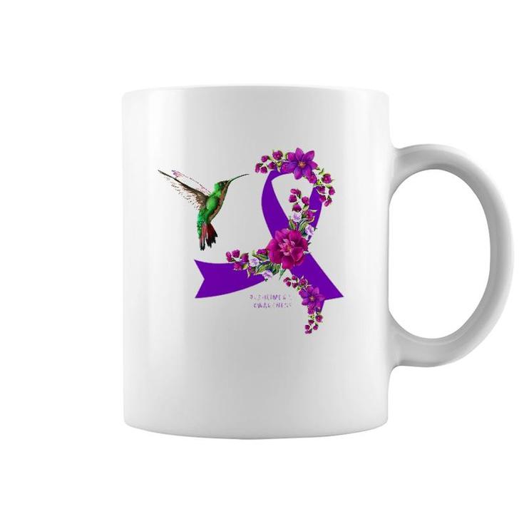 Purple Ribbon Alzheimer's Awareness Hummingbird Coffee Mug