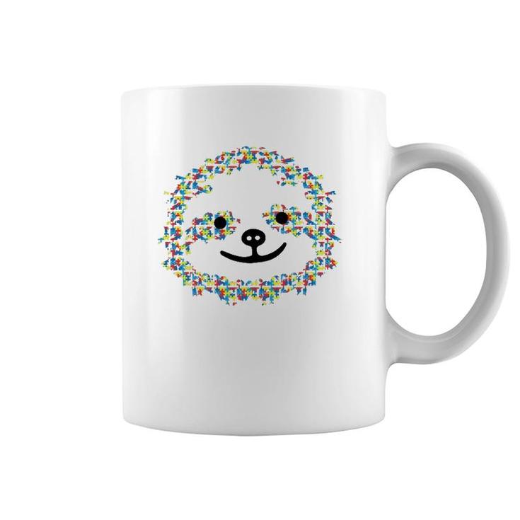 Puzzle Piece Ribbon Sloth Face Cool Autism Awareness Gifts Coffee Mug