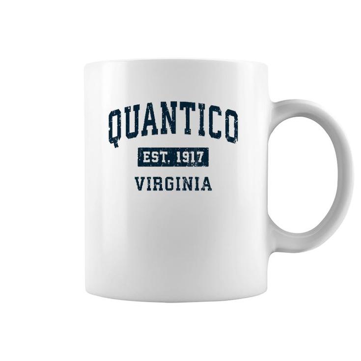 Quantico Virginia Va Vintage Sports Design Navy Print Coffee Mug