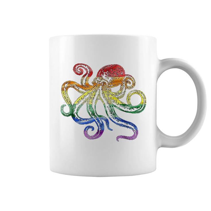 Rainbow Octopus Colorful Pride Coffee Mug