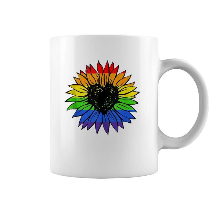 Rainbow Sunflower Lgbt Gay Lesbian Pride  Coffee Mug