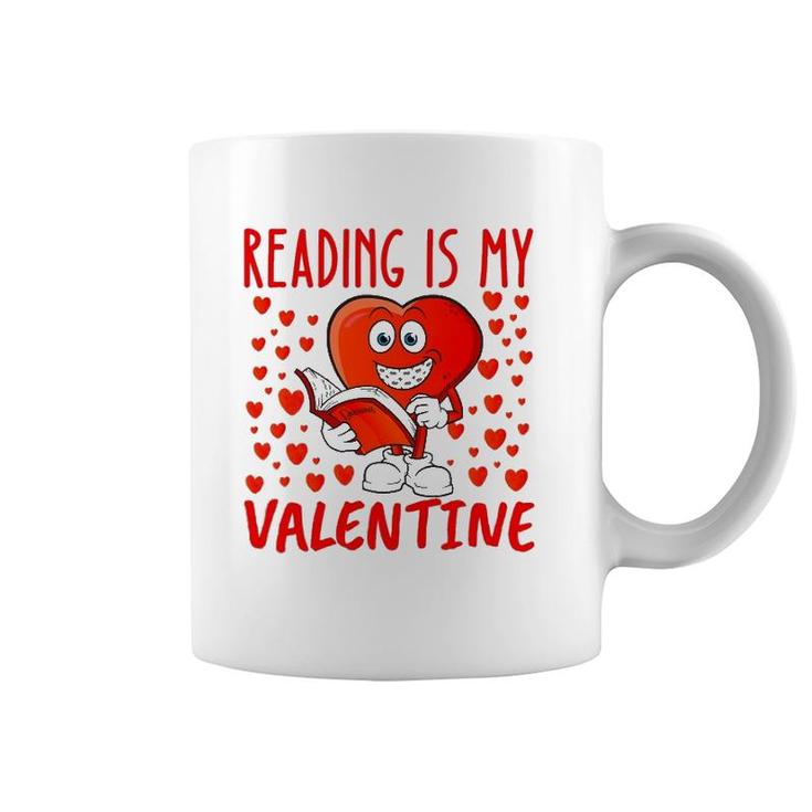 Reading Is My Valentine Heart Shape Read Book Valentine's Day Coffee Mug