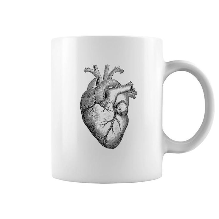 Real Anatomical Human Heart Drawing Coffee Mug