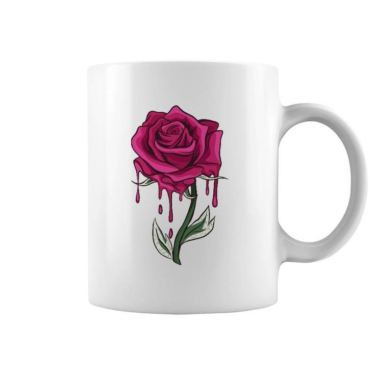 Red Rose Bleeding Floral Women Men  Coffee Mug