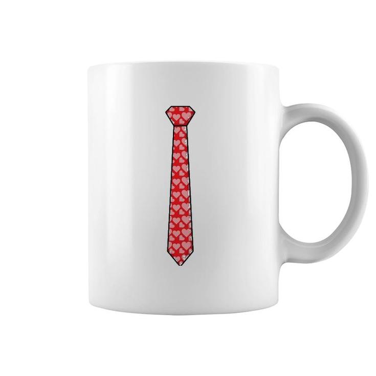Red Tie With Hearts Cool Valentine's Day Funny Gift Coffee Mug