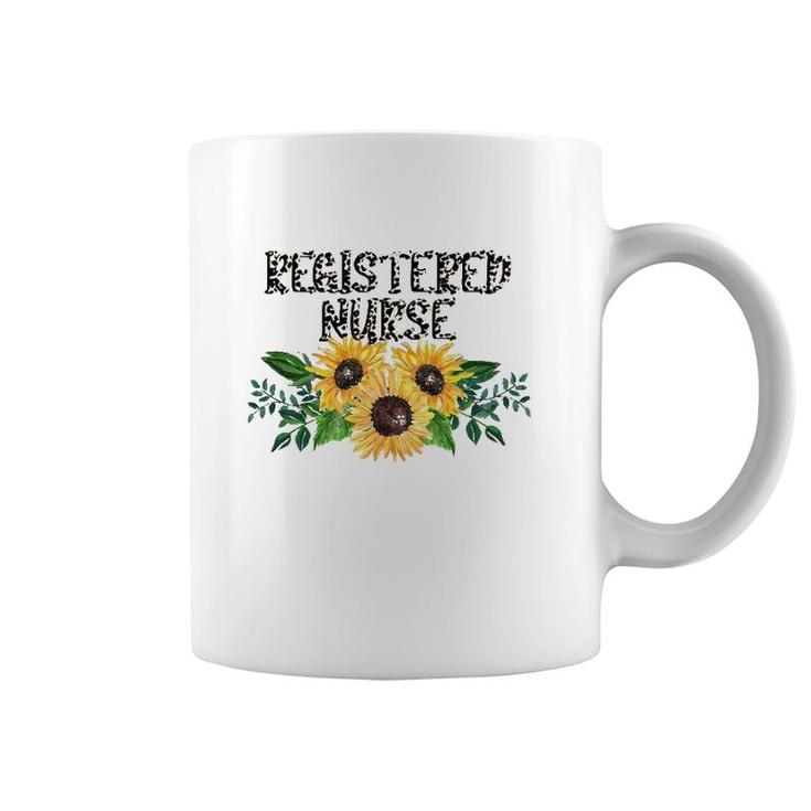 Registered Nurse Leopard Text Sunflower Rn Gift Coffee Mug