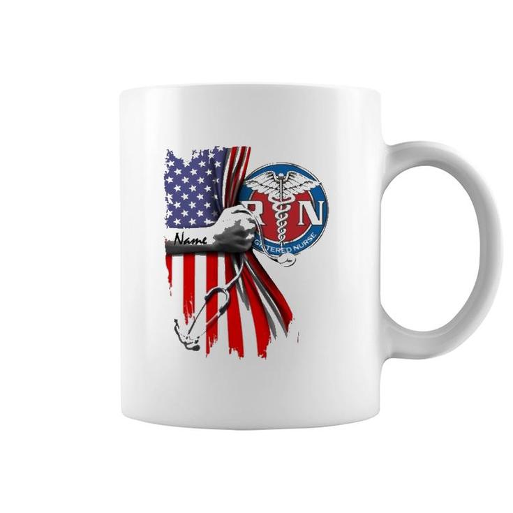 Registered Nurse Rn Personalized Ladies Us Flag Coffee Mug