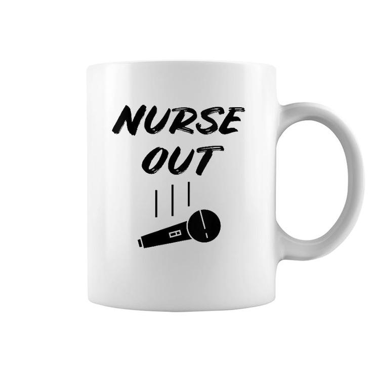 Retired Nurse Out Retirement Gift Funny Retiring Mic Drop Coffee Mug