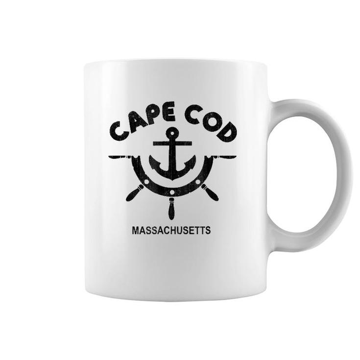Retro Cape Cod Massachusetts Anchor Distressed Coffee Mug