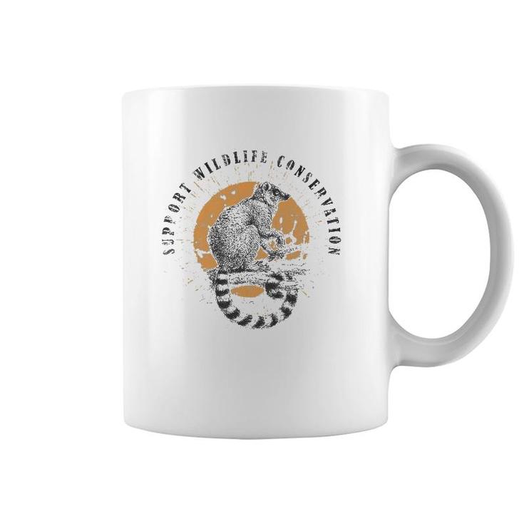 Retro Lemur Wildlife Conservation Animal Lover Gift Coffee Mug