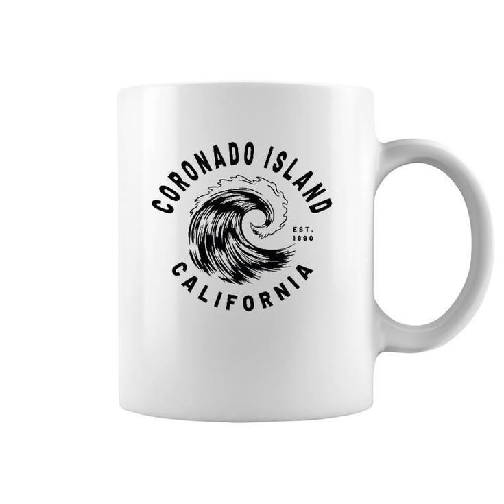 Retro Ocean Wave Coronado Island California Novelty Design Coffee Mug