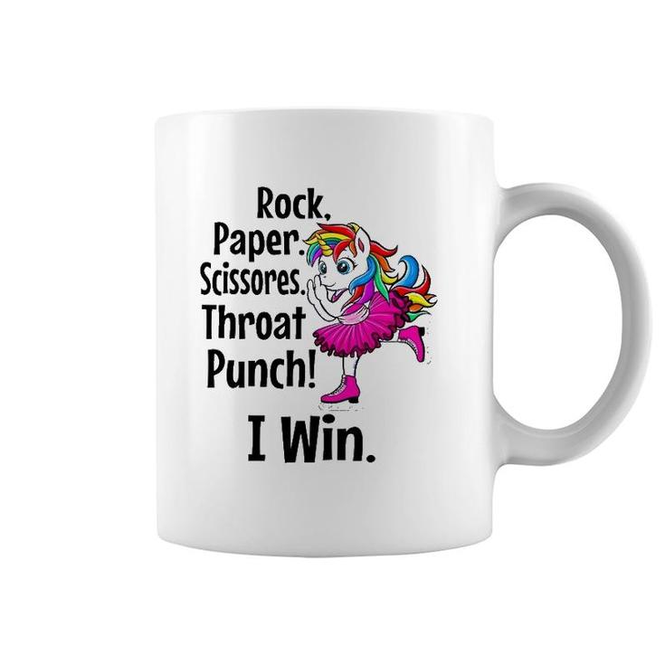 Rock Paper Scissors Throat Punch I Win Funny Coffee Mug