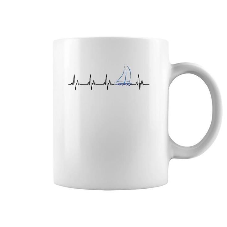 Sailing Heartbeat Funny Sailboat Coffee Mug
