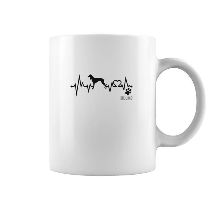 Salukidog Heartbeat Dog Paw Dog Lovers Gift For Dog Moms And Dads Coffee Mug