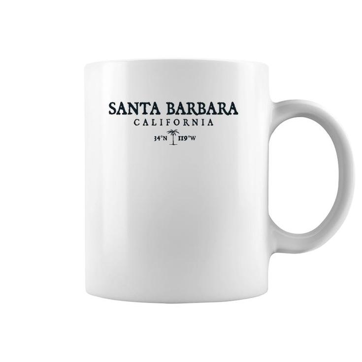 Santa Barbara California Palm Tree Surf Beach Gift  Coffee Mug