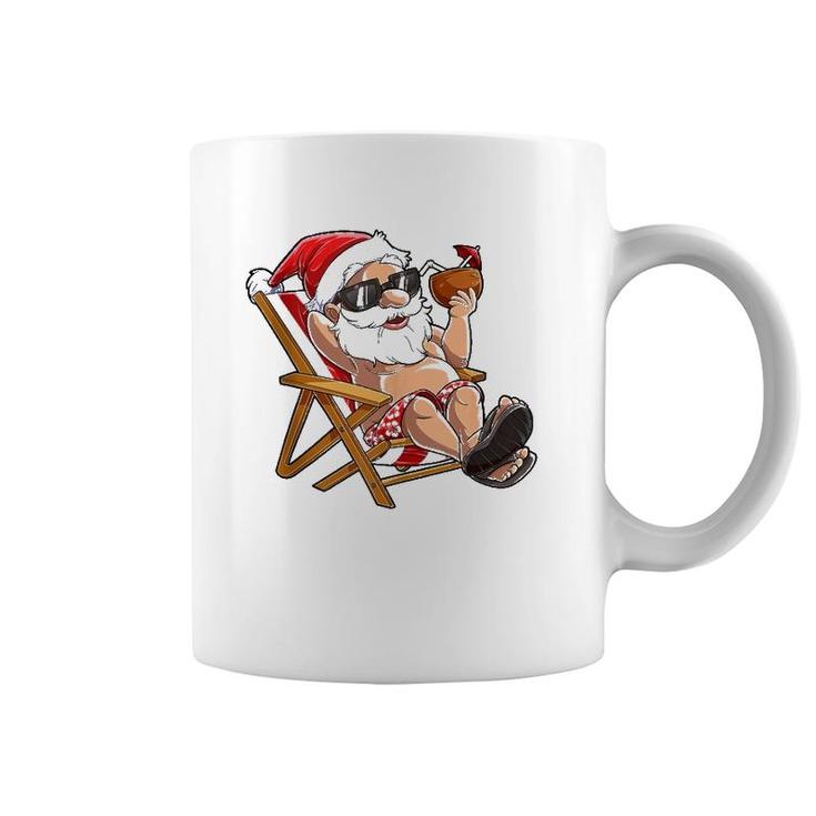 Santa Christmas In July Funny Men Women Hawaiian Tropical Coffee Mug