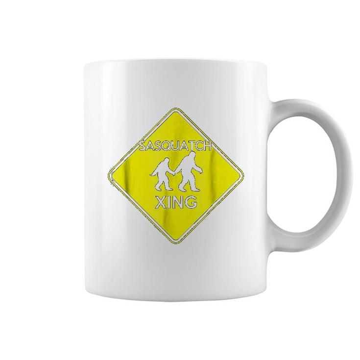 Sasquatch Crossing Sign  Funny Bigfoot Crossing Coffee Mug