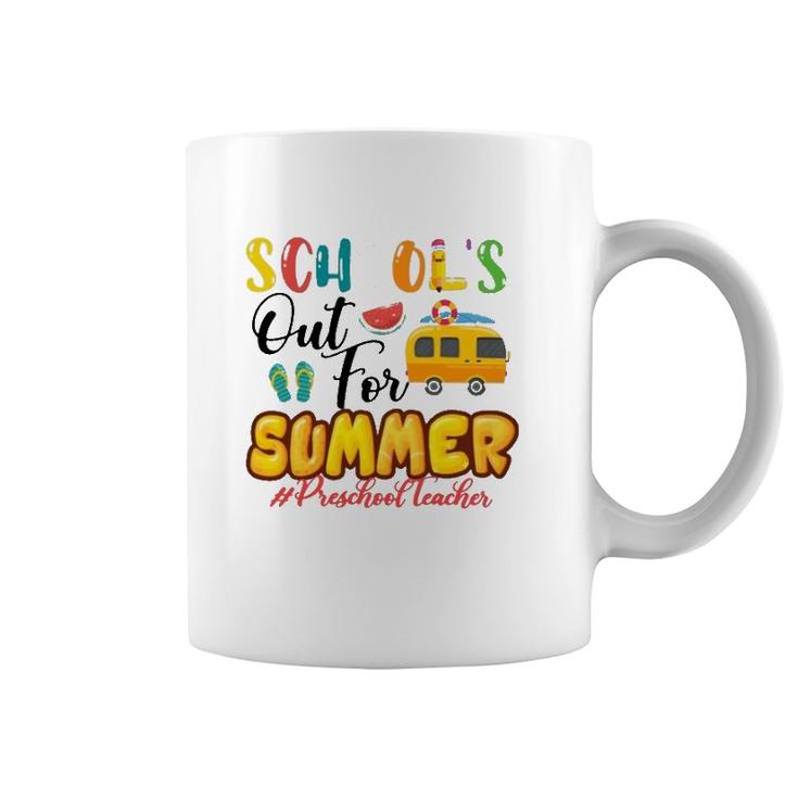 School's Out For Summer Preschool Teacher Beach Lover Van Car Flip-Flops Coffee Mug