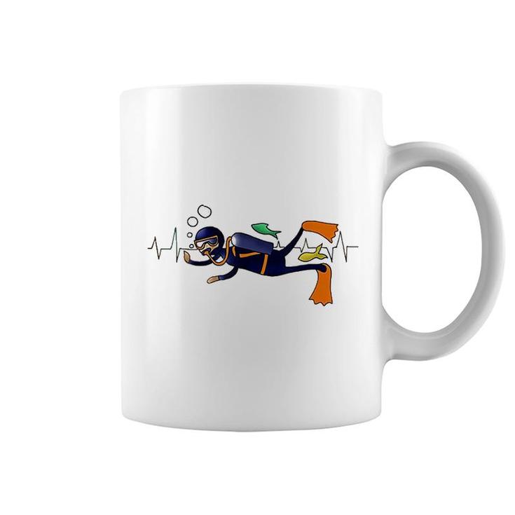 Scuba Diving Heartbeat Lover Diver Instructor Coffee Mug