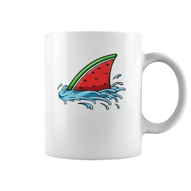 Shark Watermelon Lover Fish Fin Summer Fruit Slice Seeds Coffee Mug