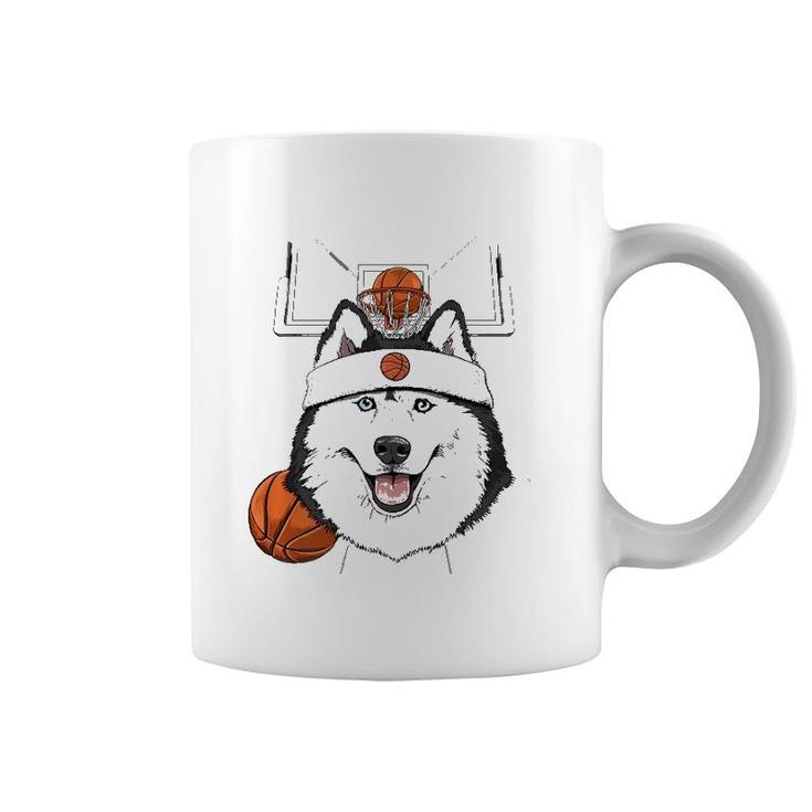 Siberian Husky Basketball Dog Lovers Basketball Player  Coffee Mug