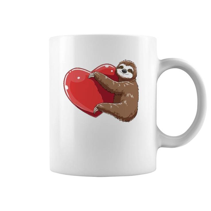 Sloth Heart Valentine's Day Sloth Lovers Sloth Hugging Heart Coffee Mug