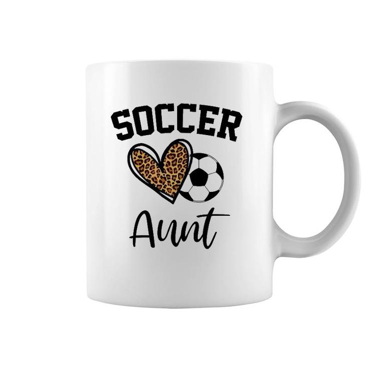 Soccer Aunt Leopard Heart Funny Mothers Day Coffee Mug