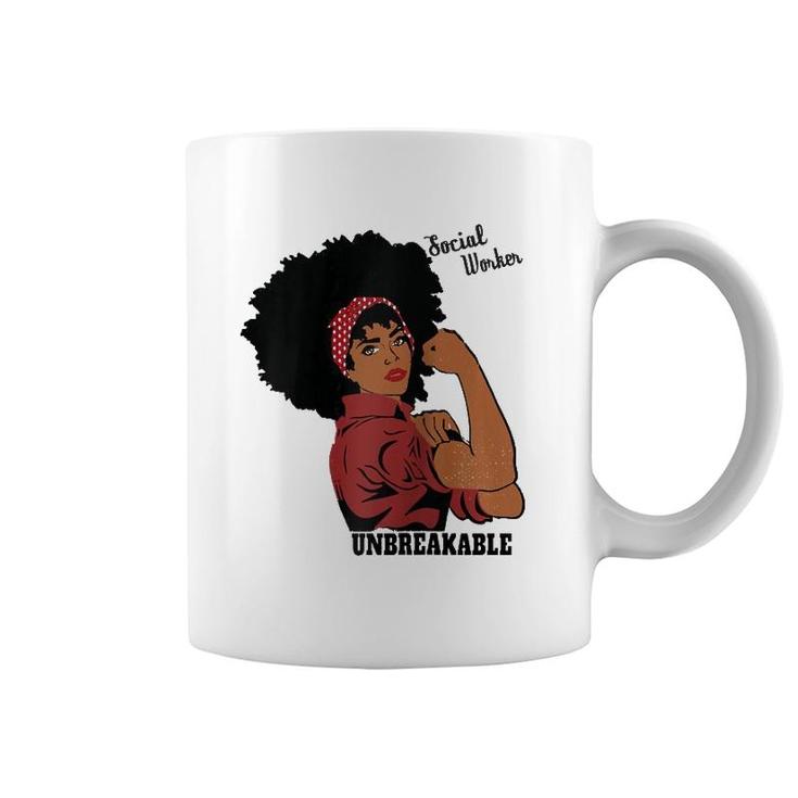 Social Worker Typography Awareness Gift Black Women Raglan Baseball Tee Coffee Mug