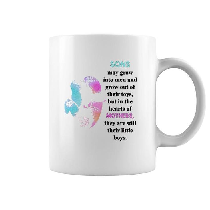 Sons May Grow Into Men And Grow Out Of Their Toys But In The Hearts Of Mothers They Are Still Their Little Boys Mother And Son Silhouette Coffee Mug