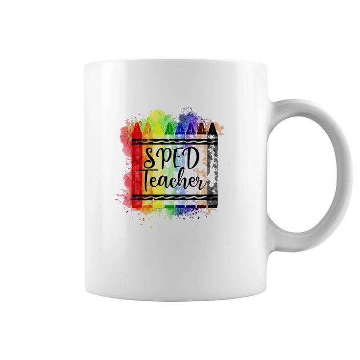 Sped Teacher Crayon Colorful Special Education Teacher Gift Coffee Mug