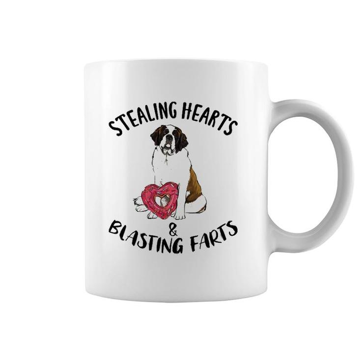 Stealing Hearts Blasting Farts St Bernard Valentine's Day Coffee Mug