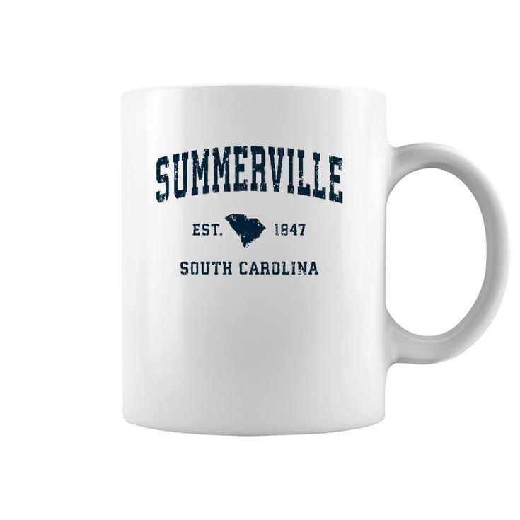 Summerville South Carolina Sc Vintage Sports Navy Print Pullover Coffee Mug