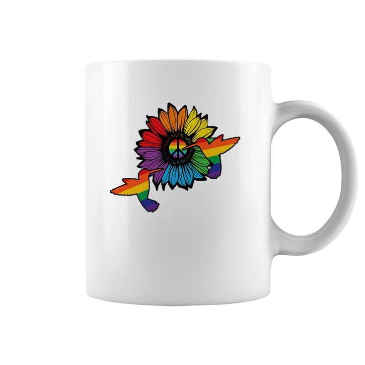 Sunflower Hummingbird Lgbt Flag Gay Pride Month Lgbtq Coffee Mug