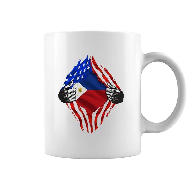 Super Filipino Heritage Philippines Roots Usa Flag Gift Coffee Mug