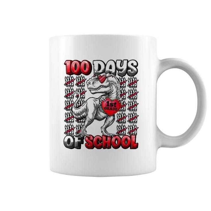 T Rex 100 Days Of School 1St Grade  100 Days Smarter Coffee Mug