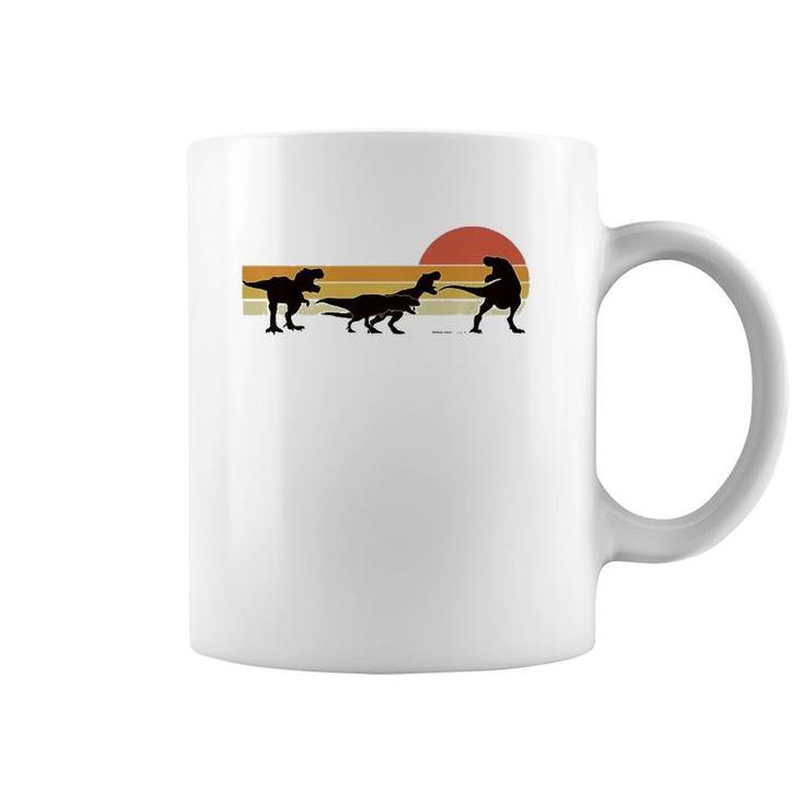 T-Rex Dinosaur Three Retro Sunset -Rex  Coffee Mug