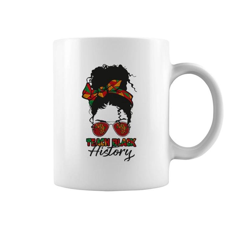 Teacher African Women Messy Bun Teach Black History Month Coffee Mug