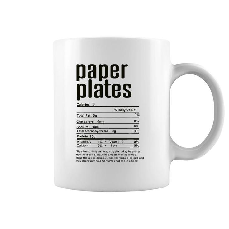 Thanksgiving Christmas Paper Plates Nutritional Facts Coffee Mug