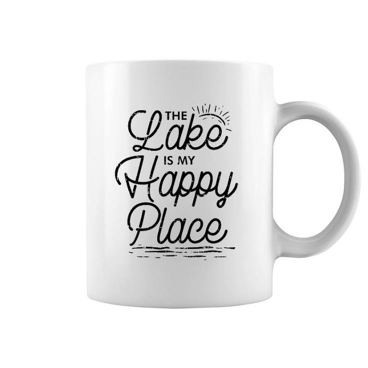 The Lake Is My Happy Place Funny Summer Camp Vacation Gift Coffee Mug
